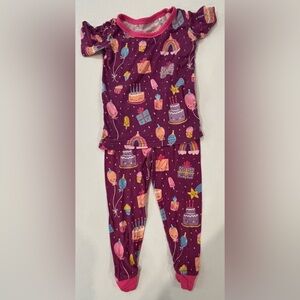 Little Sleepies Purple Birthday Wishes Two-Piece Short Sleeve Pajama Set 2T